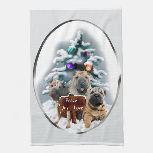 Chinesisches Shar-Pei-Weihnachtsfest Geschirrtuch (Vertikal)