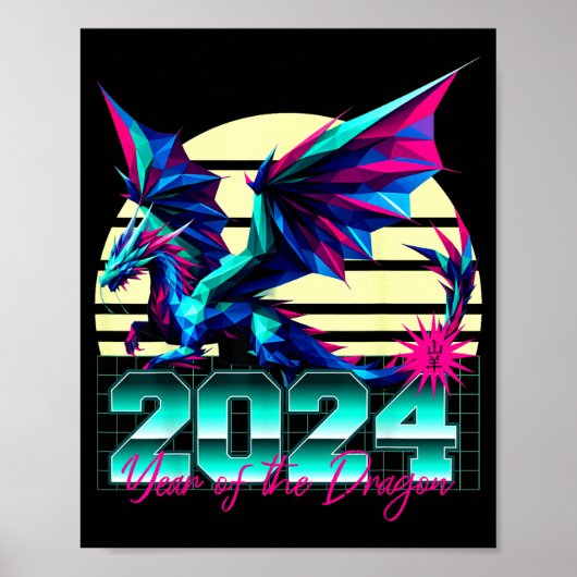 Chinesisches Sternzeichen Jahr des Drachen Polygon Poster (Vorne)