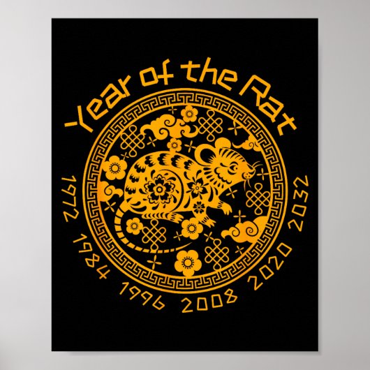 Chinesisches Sternzeichen Neujahr des Rattenzeiche Poster (Vorne)