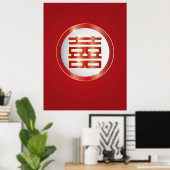 Chinesisches Symbol für doppeltes Glück Poster (Heimbüro)