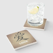Chinesisches Symbol für Liebe Stein Untersetzer (Seitenansicht)