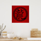 Chinesisches Symbol Jahr des Drachen BR Poster (Küche)