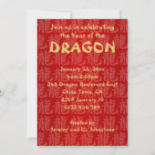 Chinesisches Symbol Jahr des Dragon Party GR Einladung (Rückseite)