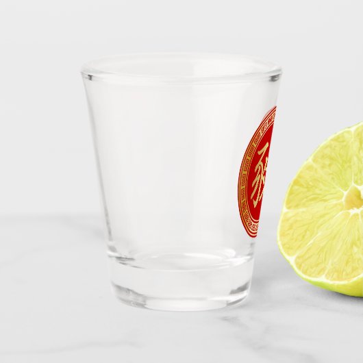 Chinesisches Symbol Jahr des Schweinerrot und des Schnapsglas (Links)