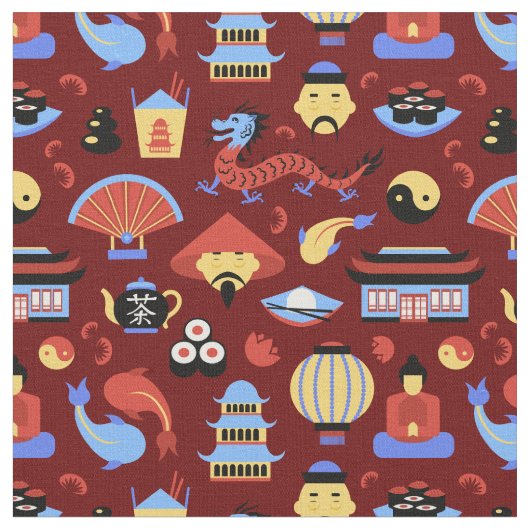 Chinesisches Symbol Stoff (Nahaufnahme)