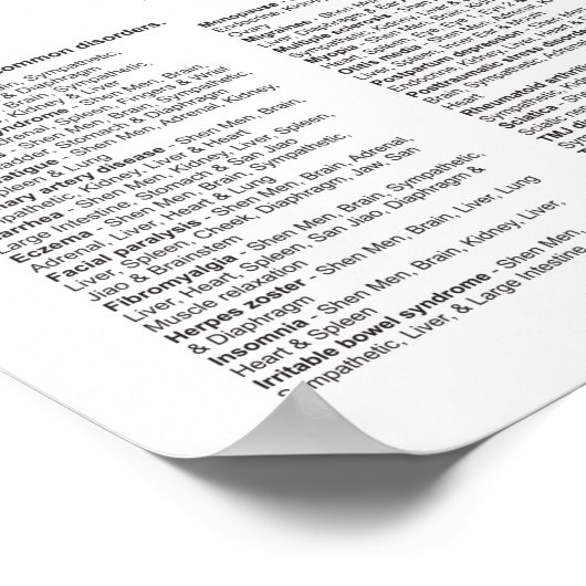 Chinesisches System der Aurikulären Ohrakupunktur Poster (Ecke)