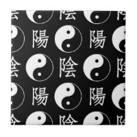 Chinesisches Textmuster für das Black Yinyang-Symb