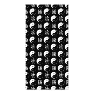 Chinesisches Textmuster für das Black Yinyang-Symb Fotodruck
