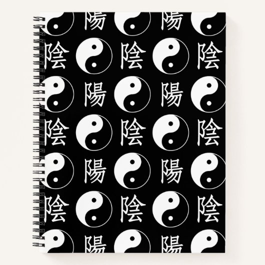 Chinesisches Textmuster für das Black Yinyang-Symb Notizblock (Vorderseite)