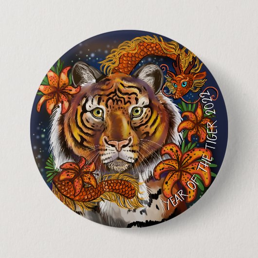 Chinesisches Tierjahr des Tigers Button (Vorderseite)