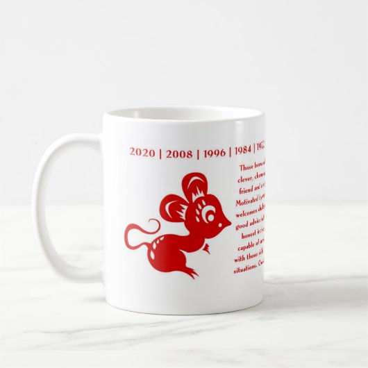 CHINESISCHES TIERKREIS-JAHR DER RATTEN-TASSE KAFFEETASSE (Links)