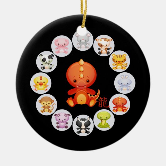 Chinesisches Tierkreis-Jahr des Drachen Keramikornament (Vorne)