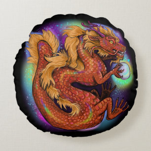 Chinesisches Tierkreis-Jahr des Drachen Rundes Kissen