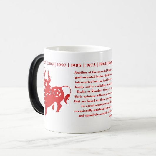 CHINESISCHES TIERKREIS-JAHR DES OCHSEN VERWANDLUNGSTASSE (Vorderseite Links)