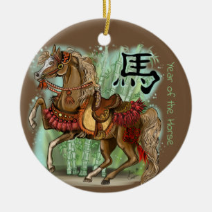 Chinesisches Tierkreis-Jahr des Pferds Keramik Ornament