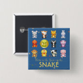 Chinesisches Tierkreis-Tier-Jahr der Schlange Button (Vorne & Hinten)