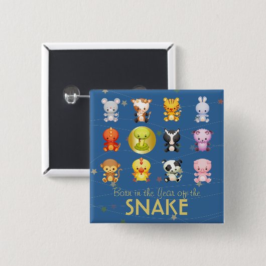 Chinesisches Tierkreis-Tier-Jahr der Schlange Button (Vorne & Hinten)