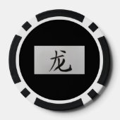 Chinesisches Tierzeichen Dragon schwarz Pokerchips (Rückseite)