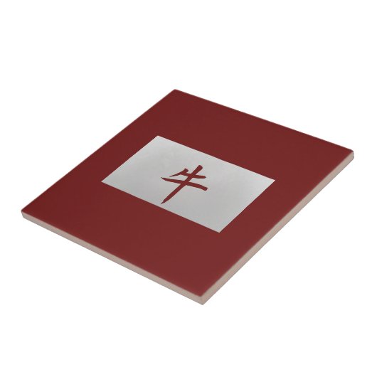 Chinesisches Tierzeichen Ox rot Fliese (Seite)