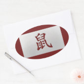 Chinesisches Tierzeichen Rat rot Ovaler Aufkleber (Umschlag)