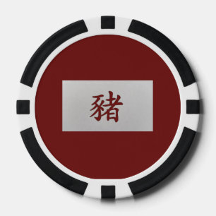 Chinesisches Tierzeichen Rot Pokerchips