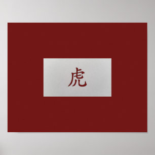 Chinesisches Tierzeichen Tigerrot Poster
