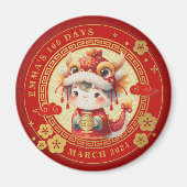 Chinesisches traditionelles Baby 100 Tage 百 日 Magnet (Vorne)