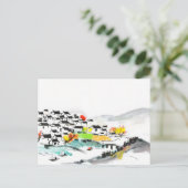 Chinesisches traditionelles Dorf in den Bergen Postkarte (Stehend Vorderseite)