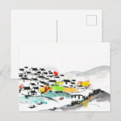 Chinesisches traditionelles Dorf in den Bergen Postkarte (Vorne/Hinten)