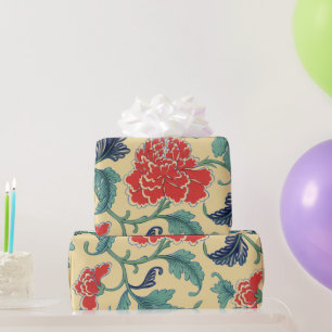 Chinesisches Vintage-Ornament Pfingstrose Roter Bl Geschenkpapier
