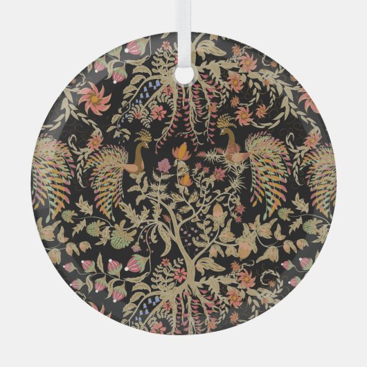 Chinesisches Vogelmuster Ornament Aus Glas (Vorderseite)