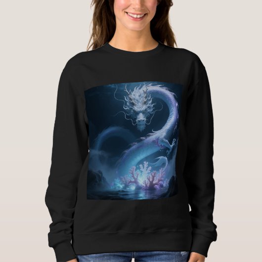 Chinesisches Wasserdrache-Kunst-Fantasy-Design mit Sweatshirt (Vorderseite)