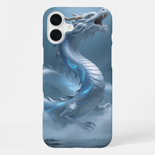 Chinesisches Weiß Blaues Drachen Kunst Fantasy Des iPhone Hülle (Rückseite)