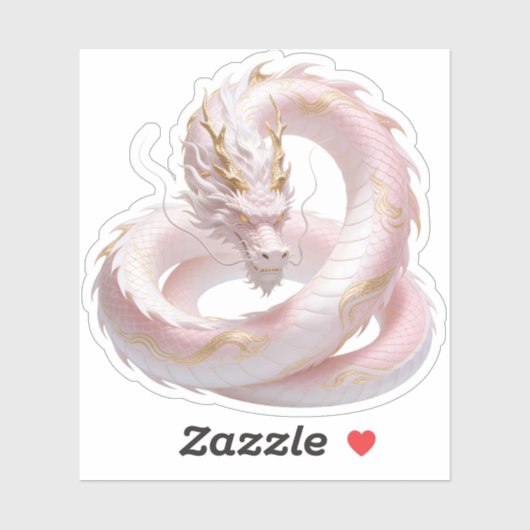 Chinesisches Weißgold-Drache Fantasy-Design mit  Aufkleber (Blatt)