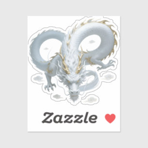 Chinesisches Weißgold-Drache Kunst Fantasy-Design  Aufkleber