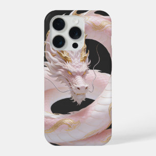 Chinesisches Weißgold-Drache Kunst Fantasy-Design iPhone 15 Pro Hülle