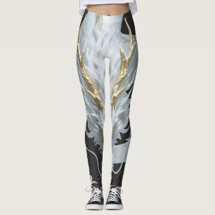 Chinesisches Weißgold-Drache Kunst Fantasy-Design Leggings