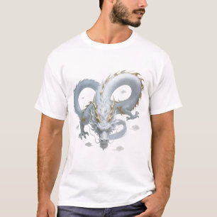 Chinesisches Weißgold-Drache-Kunst-Fantasy-Design  T-Shirt