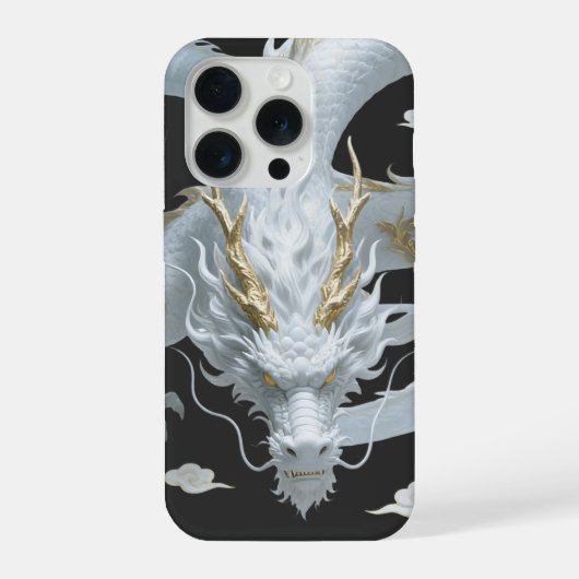 Chinesisches Weißgold-Drachen-Kunst-Fantasy-Design iPhone Hülle (Rückseite)