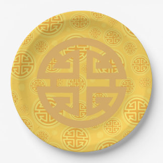 Chinesisches Wohlstandsmünzensymbol Pappteller
