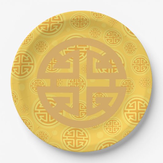 Chinesisches Wohlstandsmünzensymbol Pappteller (Vorderseite)