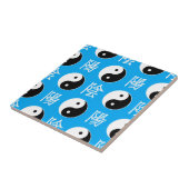 Chinesisches Yinyang-Muster mit blauem Hintergrund Fliese (Seite)