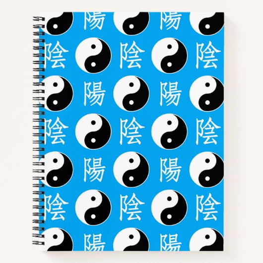 Chinesisches Yinyang-Muster mit blauem Hintergrund Notizblock (Vorderseite)