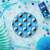 Chinesisches Yinyang-Muster mit blauem Hintergrund Pappteller (Party)