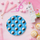 Chinesisches Yinyang-Muster mit blauem Hintergrund Pappteller (Party)