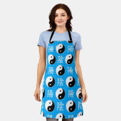Chinesisches Yinyang-Muster mit blauem Hintergrund Schürze (Getragen)
