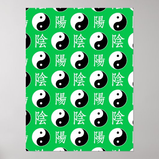 Chinesisches Yinyang-Muster mit grünem Hintergrund Poster (Vorne)