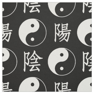 Chinesisches Yinyang-Muster mit schwarzem Hintergr Stoff