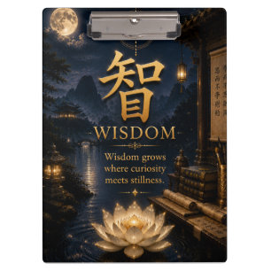 Chinesisches Zeichen 智 Weisheit (Zhi) Lotus Klemmb Klemmbrett