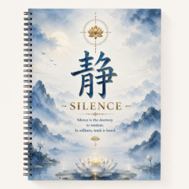 Chinesisches Zeichen 静 Stille (Jing) Lotus Notizbu Notizblock